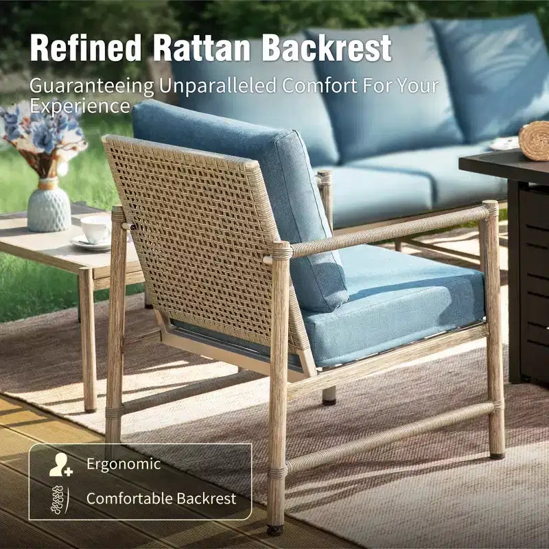 Captiva Designs 4PC Outdoor Wicker Patio Conversation Set with Coffee Table for Poolside, Backyard