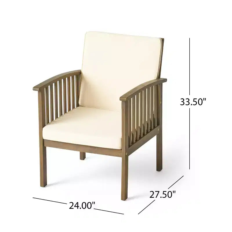 Christopher Knight Home Pascal 3 Piece Patio Acacia Wood Club Chairs with Round Coffee Table