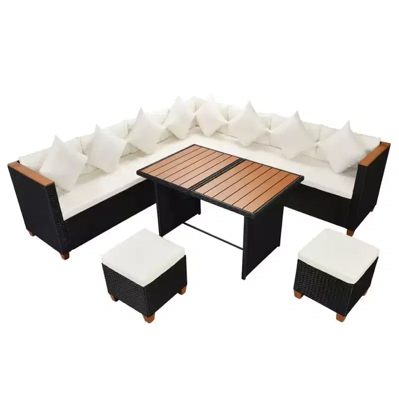 vidaXL Patio Furniture Set Set of 7 Black and Cream