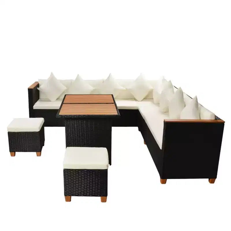 vidaXL Patio Furniture Set Set of 7 Black and Cream