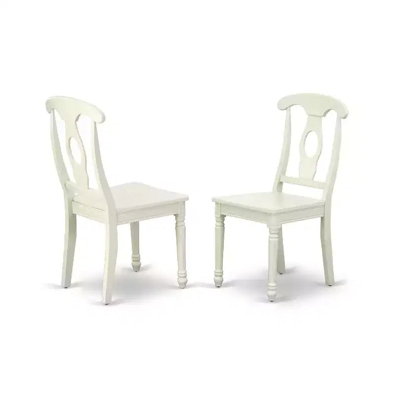 HomeStock Belmont 5PC Round 42 inch Table and 4 Panel Back Chairs, Linen White