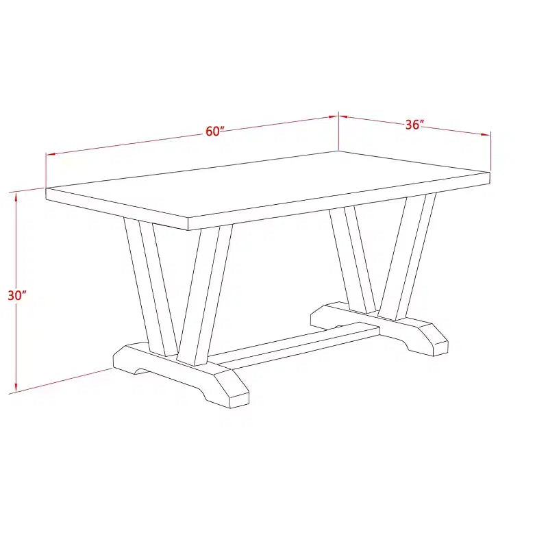 HomeStock Belmont 7-Pc Dining Room Set- 6 Dining Room Chairs and Rectangular Table Top, Cement and Black Finish