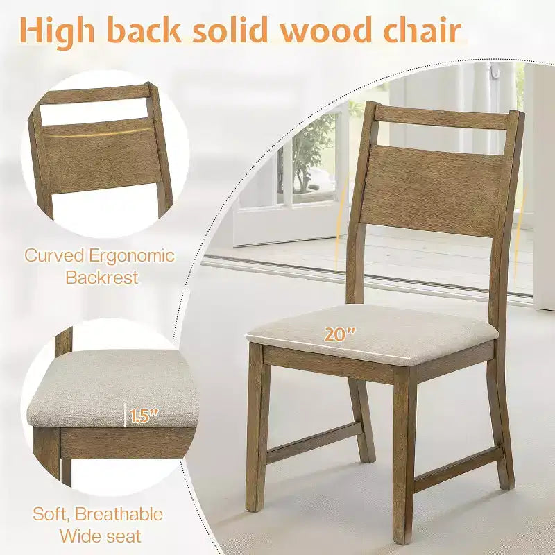 AMERLIFE 46 Round Solid Wood Dining Table, Chairs, Mid-Century Kitchen & Lining Room Furniture