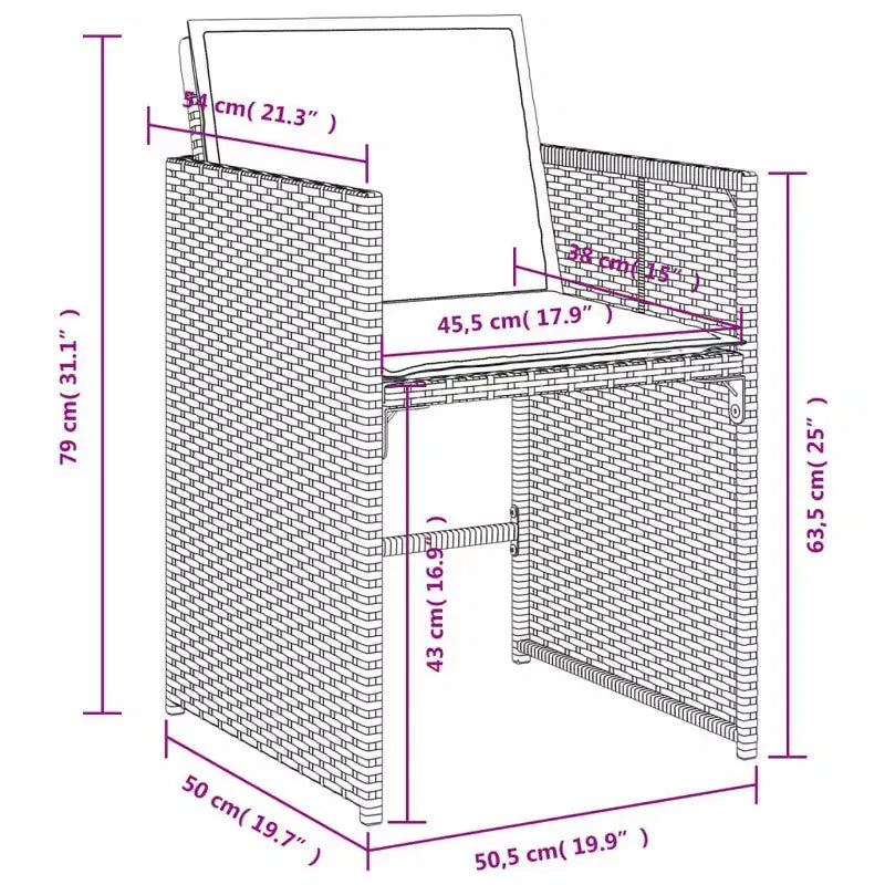 vidaXL Patio Dining Set Set of 12 Gray