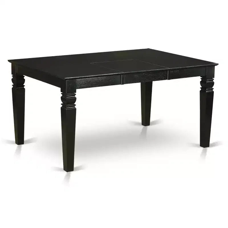 Dinette Table Set 7Pc Rectangular Kitchen Table with 6 Chairs - 42/60 Leaf & Black Legs