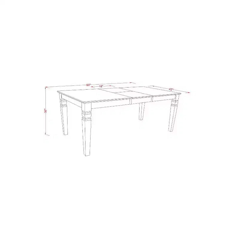 Dinette Table Set 7Pc Rectangular Kitchen Table with 6 Chairs - 42/60 Leaf & Black Legs