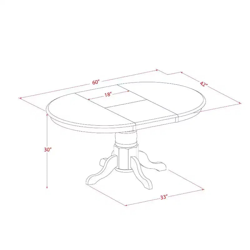 HomeStock 5-Piece Oval Black and Cherry Finish Solid Wood Top Dining table with 4 Chairs