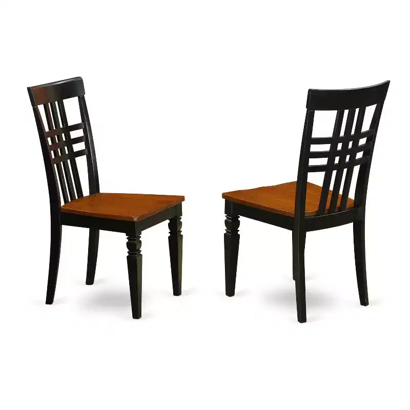 HomeStock 7-Piece Square Black and Cherry Finish Solid Wood Top Dining Table with 6 Chairs