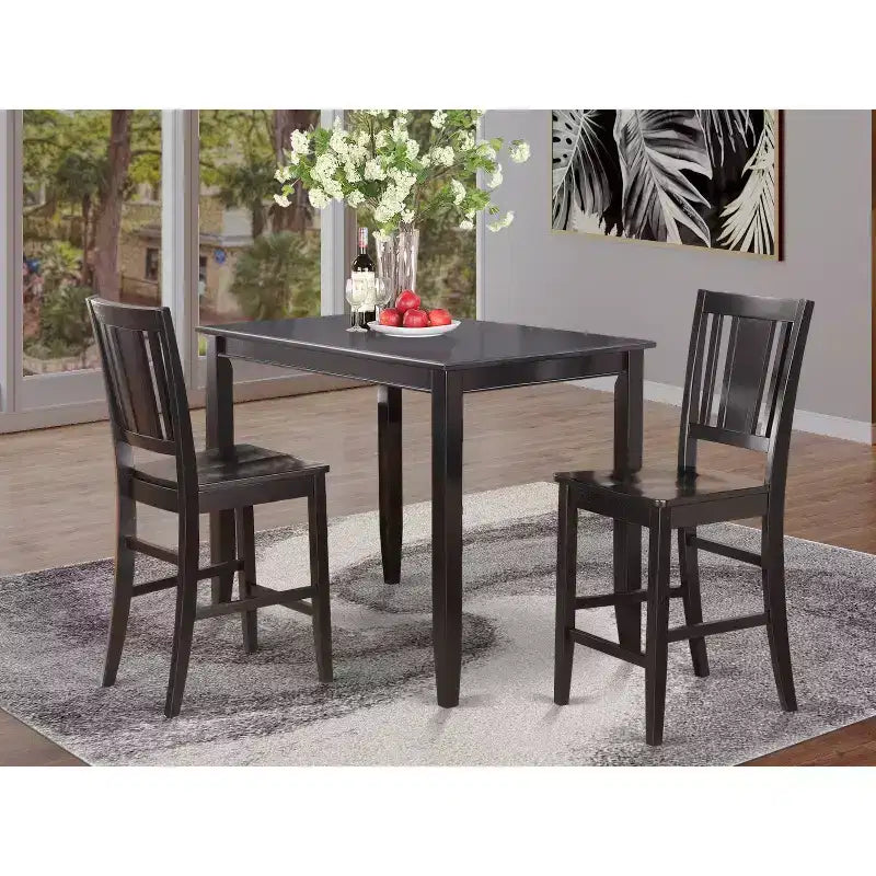 Counter Height Dining Set - 3 Piece Table & Chair Set - Modern Kitchen Pub Set - 30x48 Inch Table