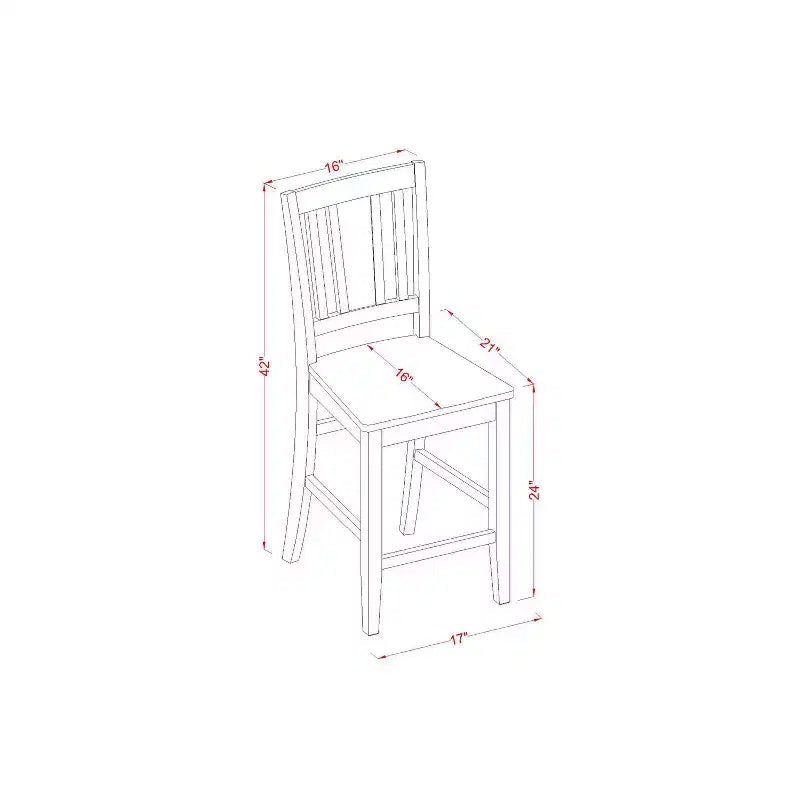Counter Height Dining Set - 3 Piece Table & Chair Set - Modern Kitchen Pub Set - 30x48 Inch Table
