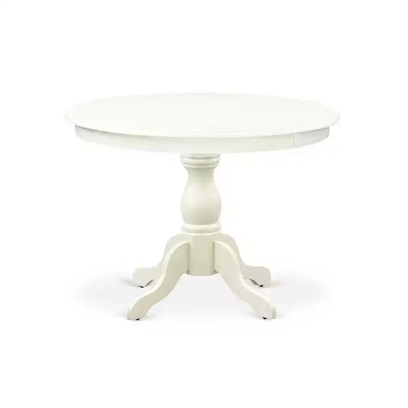 3-Piece Linen White Finish Solid Wood Top - Dining Room Set with High Back - Seats 4