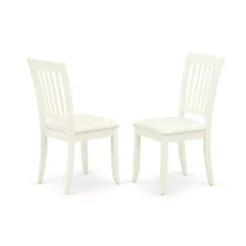 HomeStock 3-Pc Linen White Finish Solid Wood Top - Round Dining Room Set - Seats 4