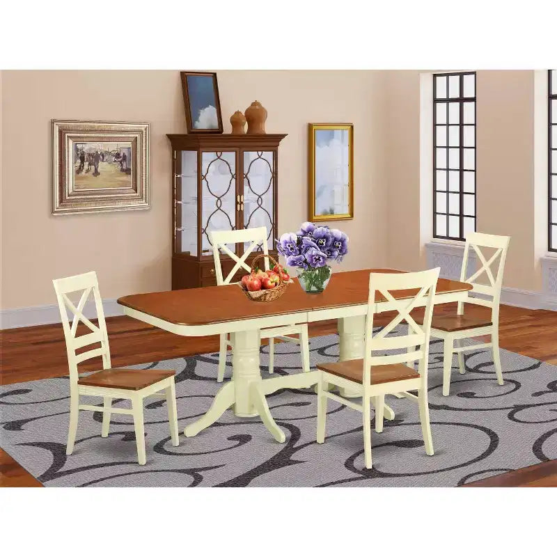 Dining Table Set with Chairs - Kitchen Table Set for 6-8 People - Modern Farmhouse Style