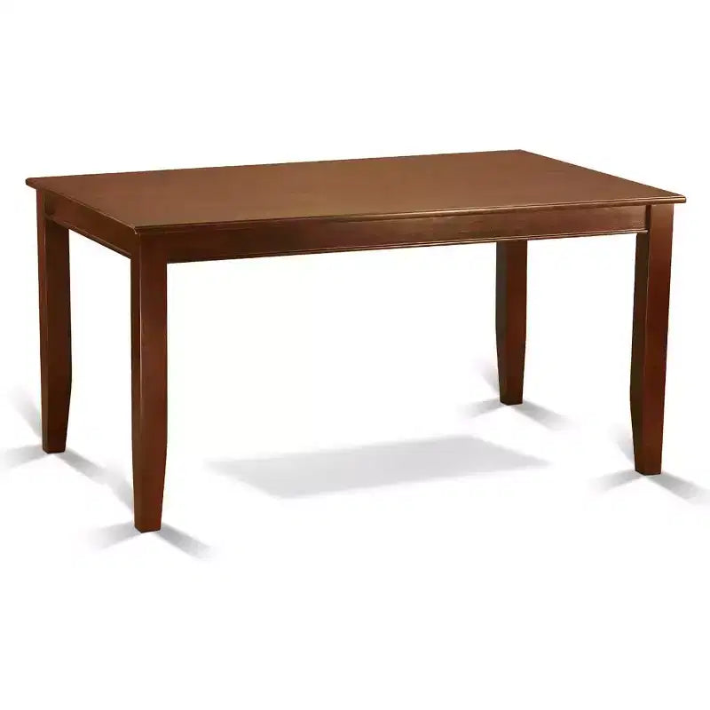 HomeStock 7-Piece Rectangle Mahogany Finish Solid Wood Top Dining Table with 6 Chairs with Slat Back