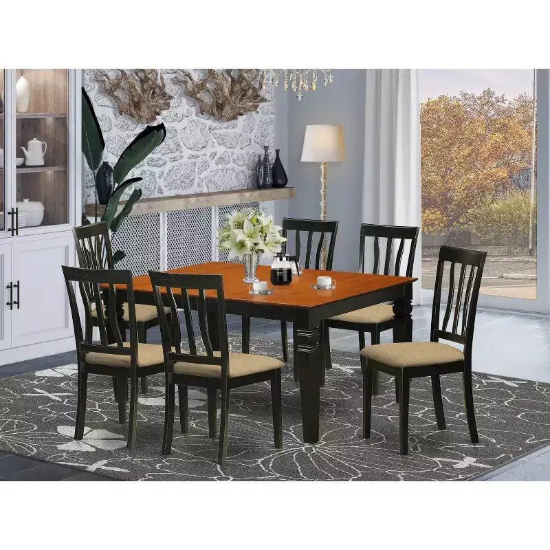 Dinette Table Set with Chairs - Kitchen Dining Room Table Set - 7 Piece Nordic Style