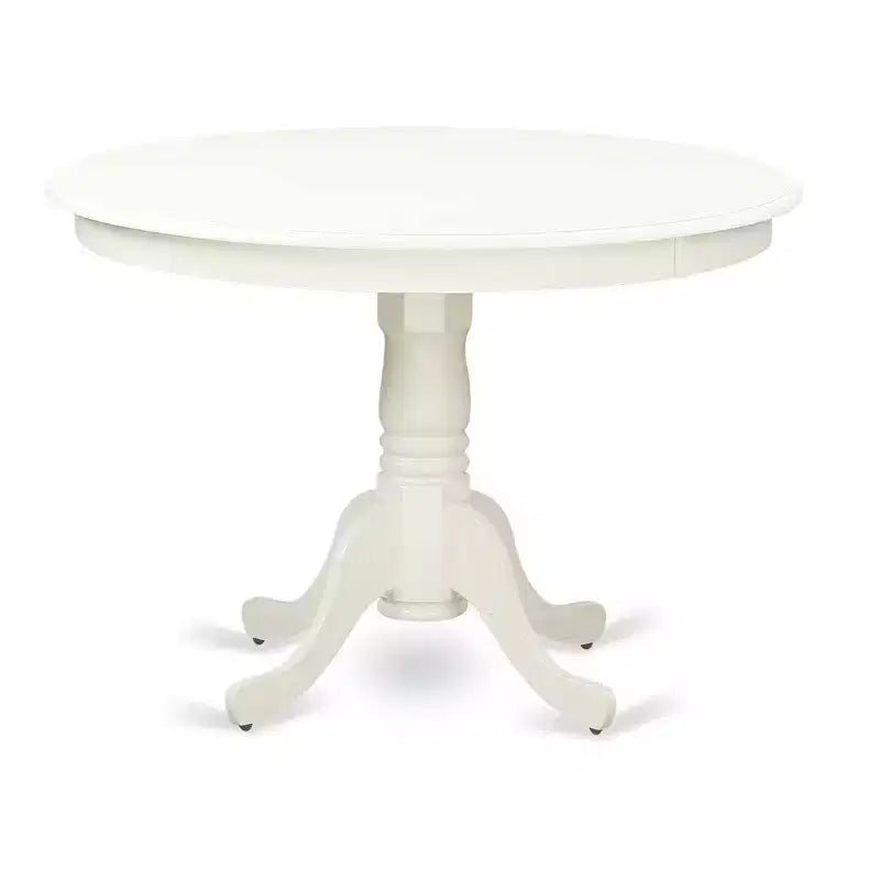 Dining Room Table Set Pink Flamingo 42 Inch Table w/ 2 Parsons Chairs Linen White Legs PU Leather