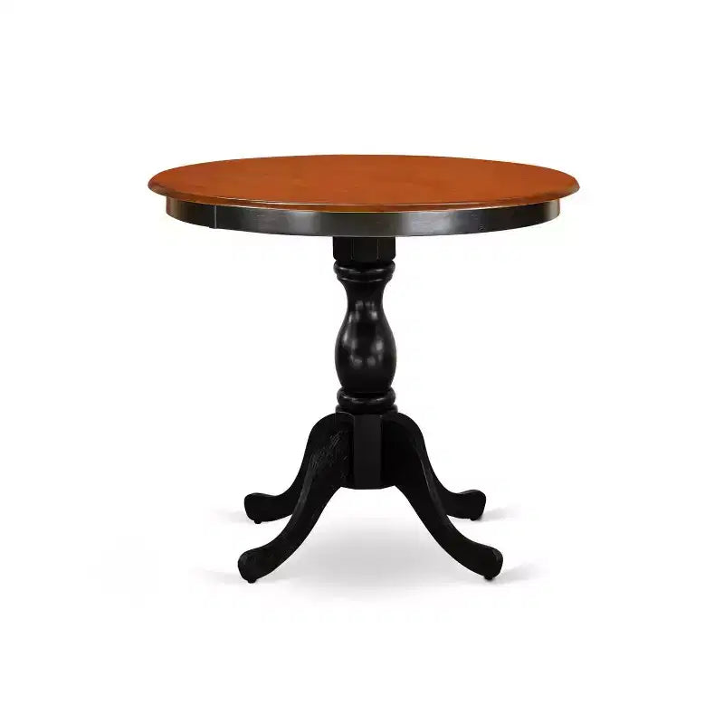 3-Piece Black and Cherry Finish Solid Wood Top - Button Tufted Upholstered Dining Room Set - Seats 4