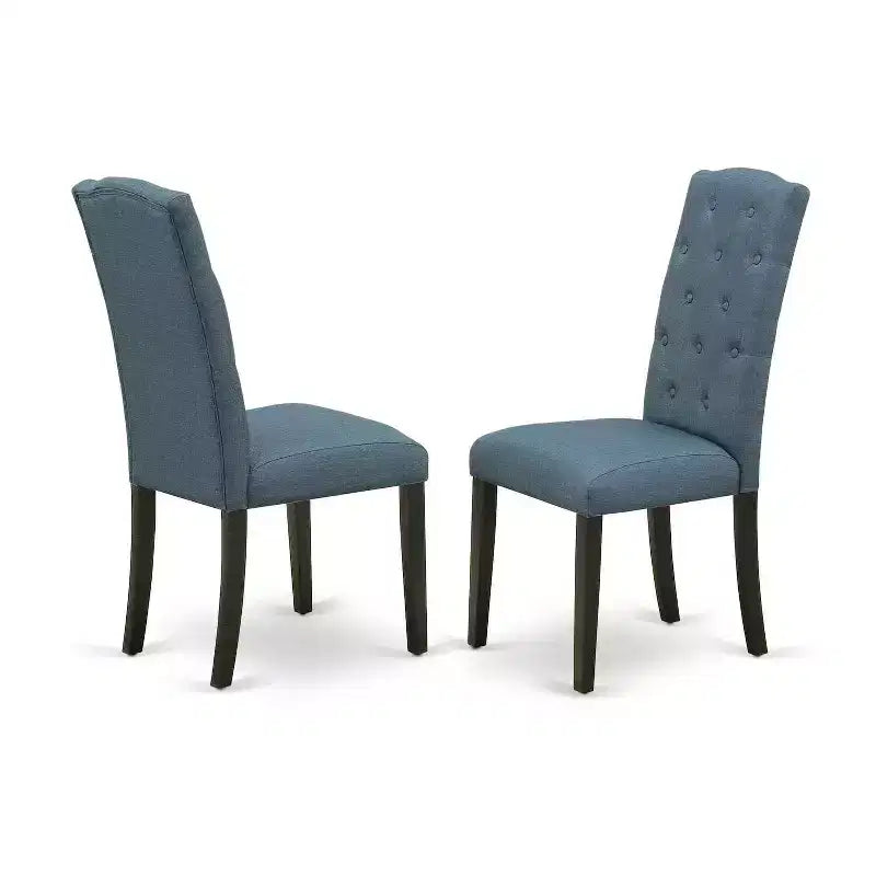 3-Piece Black and Cherry Finish Solid Wood Top - Button Tufted Upholstered Dining Room Set - Seats 4