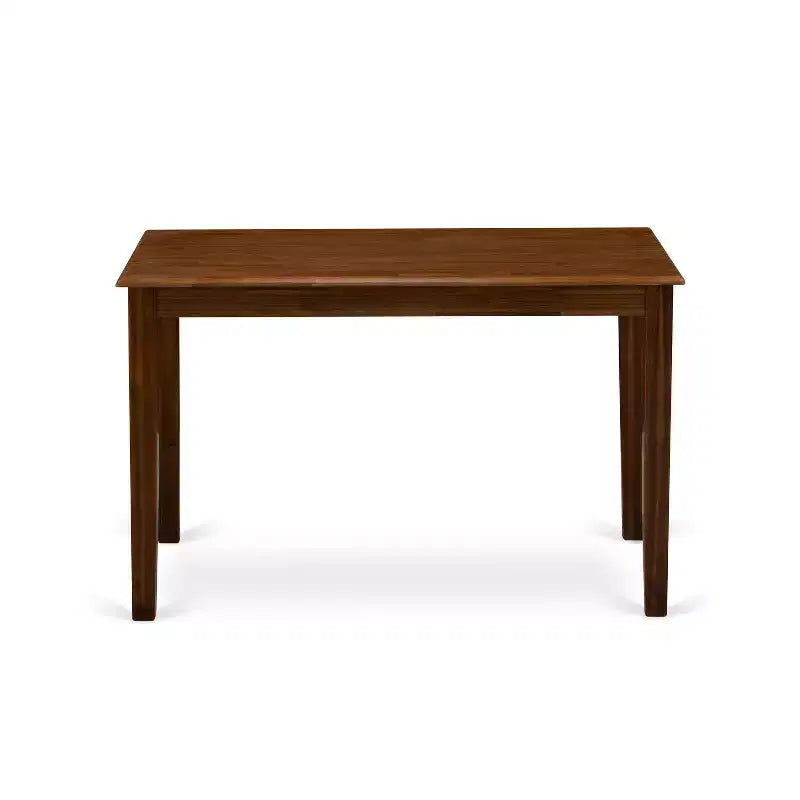 HomeStock 5-Piece Antique Walnut Finish Solid Wood Top - Rectangular Upholstered Dining Room Set - Seats 4