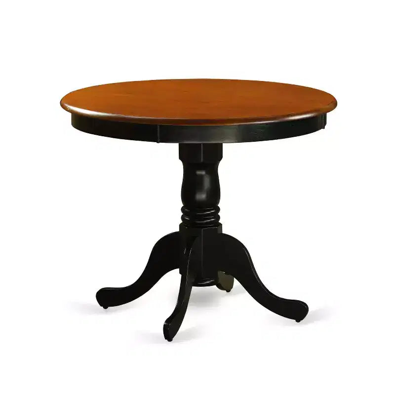 HomeStock 5-Piece Black Finish Solid Wood Top Dining table with 4 Chairs with Slat Back