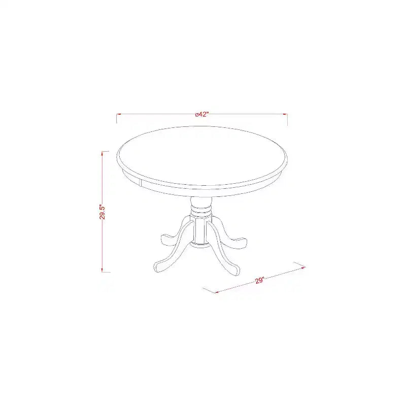 Round Kitchen Dinette Set - 42 Inch Table & 4 Chairs - Modern Dining Room Furniture