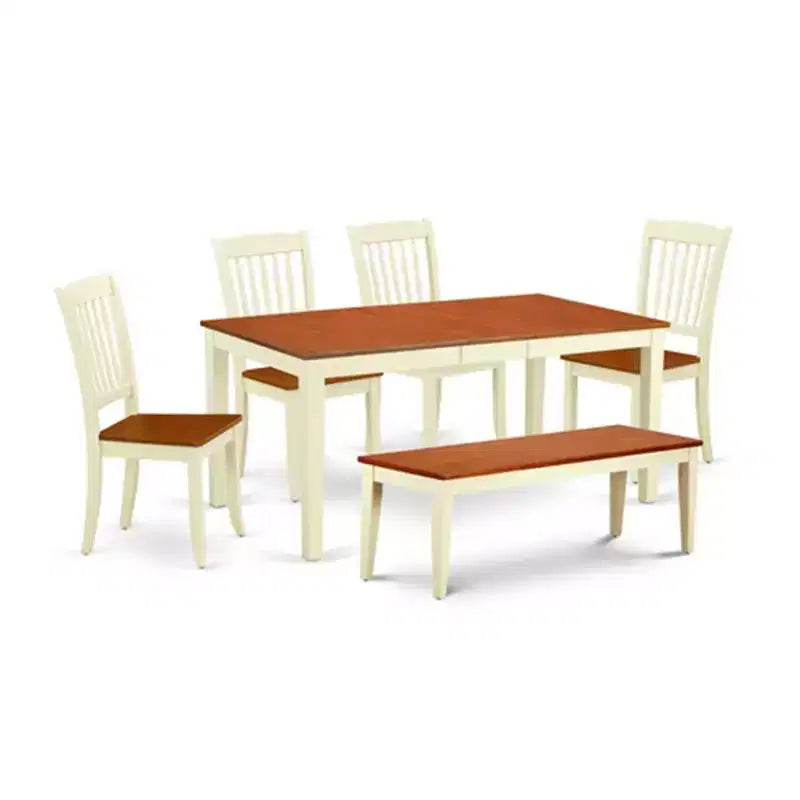 HomeStock 21-Piece Mahogany Finish Solid Wood Top-Dining Room Set-Seats 4