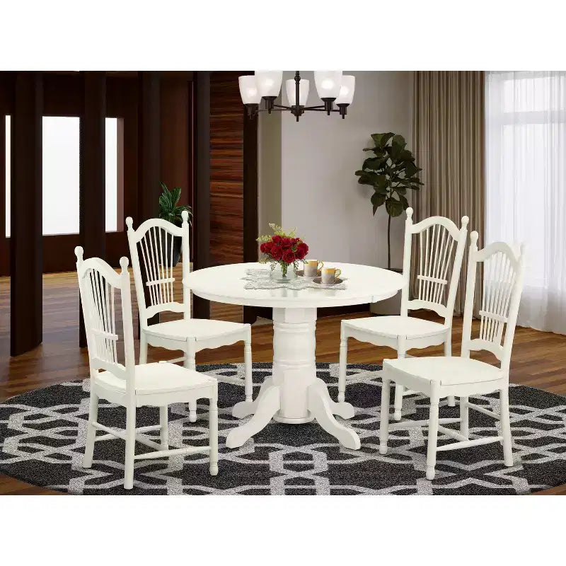 Round Dinette Set - 5 Piece Kitchen Table & Chairs - Small Space Dining