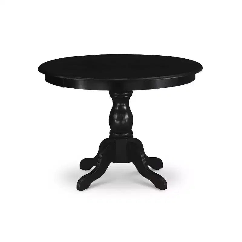 3-Piece Wirebrushed Black Solid Wood Top-Dining Room Set with High Back-Seats 4