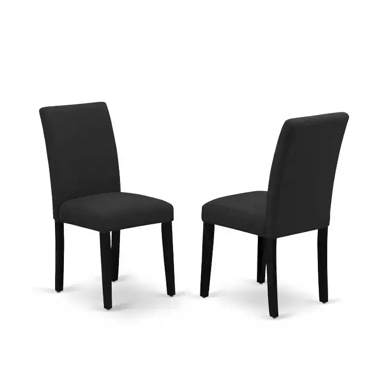 3-Piece Wirebrushed Black Solid Wood Top-Dining Room Set with High Back-Seats 4