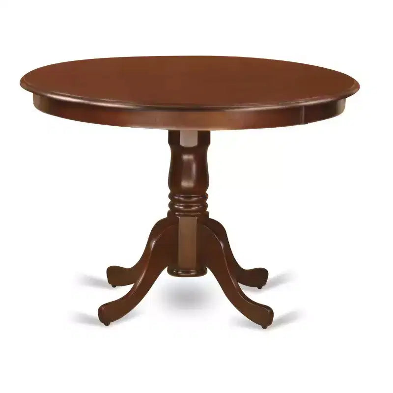 3-Piece Mahogany Finish Solid Wood Top - Round Dining Room Set - Seats 4