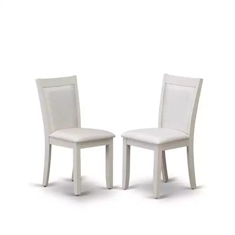 HomeStock 5-Piece Wire Brushed Linen White Finish Solid Wood Top Dining table with 4-Chairs