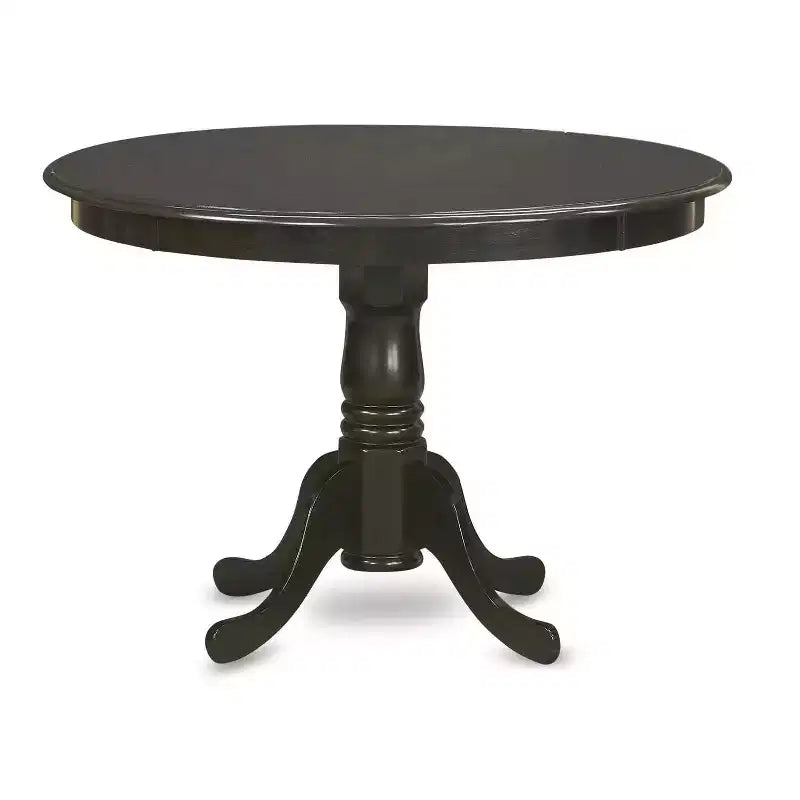 Round Dining Table Set 3pc - 42 Table & 2 Parson Chairs - Cappuccino Finish - Linen Fabric - Home Dining Room