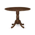 3-Piece Antique Walnut Finish Solid Wood Top-Round Upholstered Dining Room Set -Seats 4