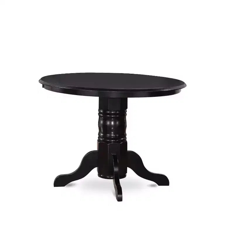 HomeStock 5-Piece Black Finish Solid Wood Top Dining table with 4 Chairs