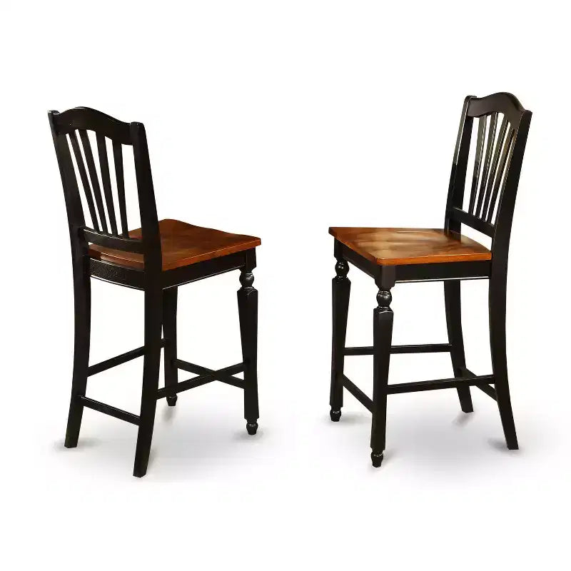 HomeStock 5-Pc Black Finish Solid Wood Top - Dining Room Set - Seats 4