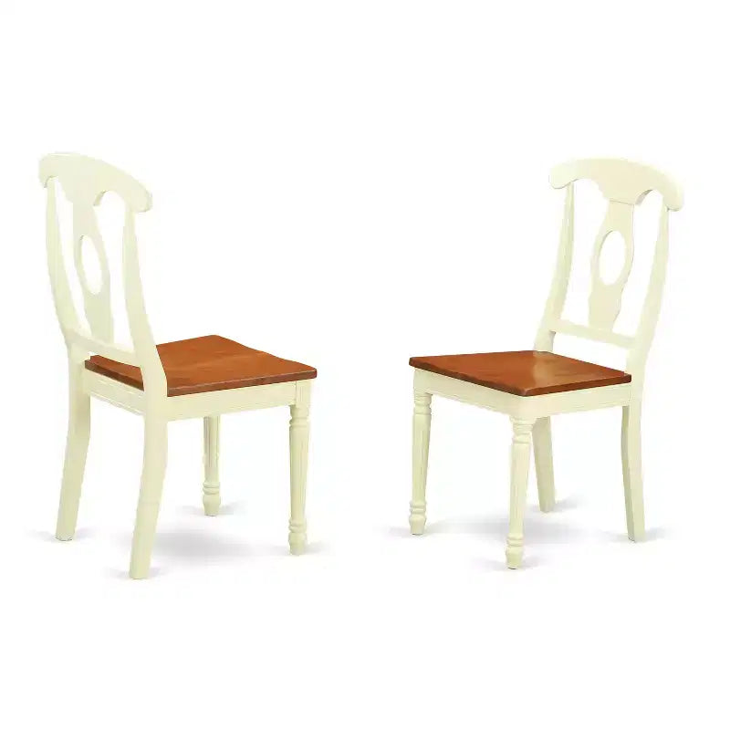 Dinette Set 5 Piece Round Table & Chairs - Buttermilk Cherry Finish - Small Kitchen Table Set