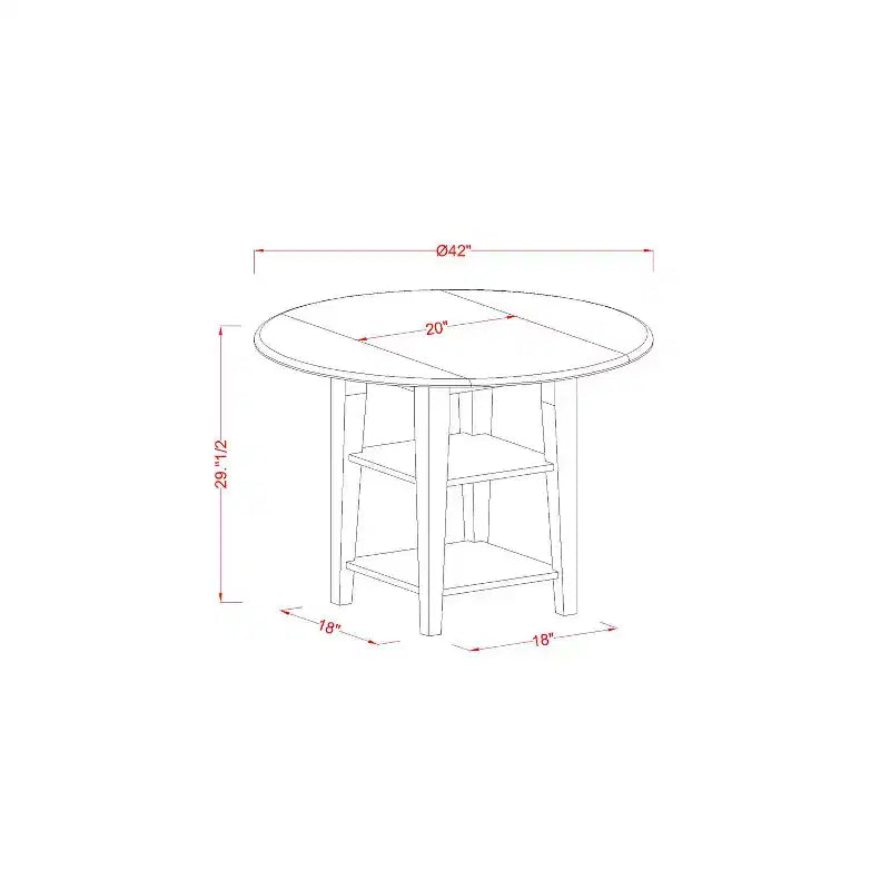 Dinette Set 5 Piece Round Table & Chairs - Buttermilk Cherry Finish - Small Kitchen Table Set