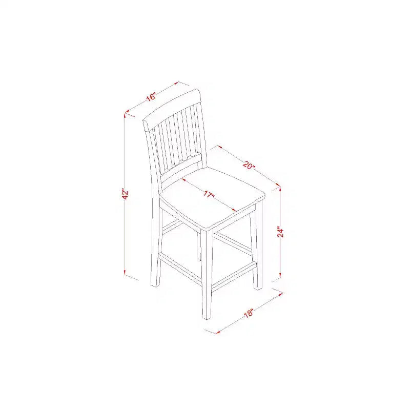 Counter Height Pub Set - 3 Piece Dinette Table & Chairs - Small Space Dining Set - Linen White