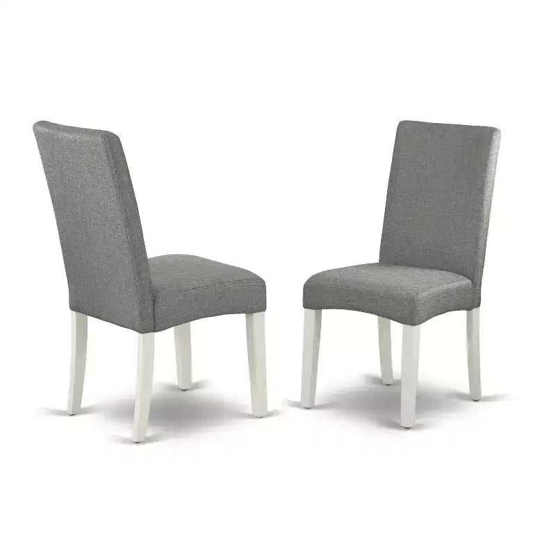 HomeStock 5-Pc Linen White Finish Solid Wood Top - Upholstered Dining Room Set with Butterfly Leaf - Seats 4