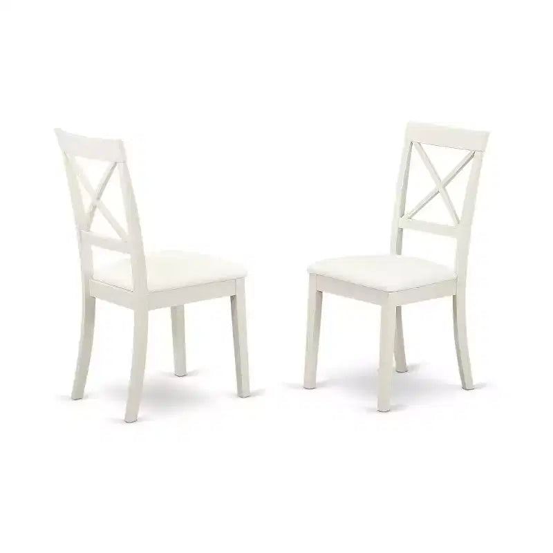 Small Kitchen Table Set with Chairs - 3 Piece Dining Table & Chairs - Neo-Classical Design - Linen White Finish