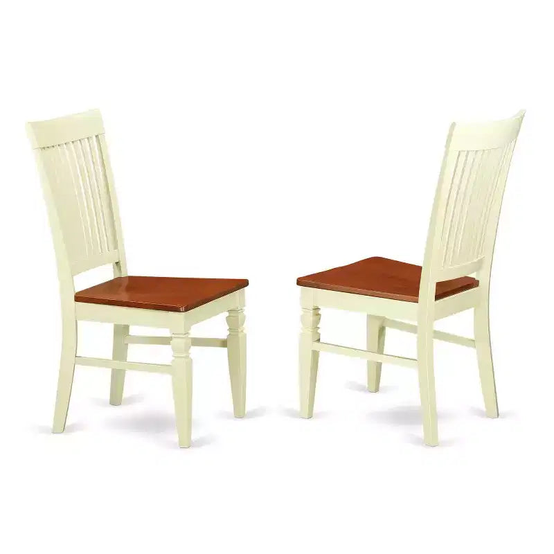 Retro Dinette Set 3Pc - Small Kitchen Table & Chairs - Buttermilk Cherry Finish - Wood Dining Set