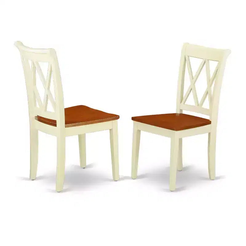 HomeStock 5-Piece Oval Buttermilk & Cherry Finish Solid Wood Top Dining table with 4 Chairs with Cross Back