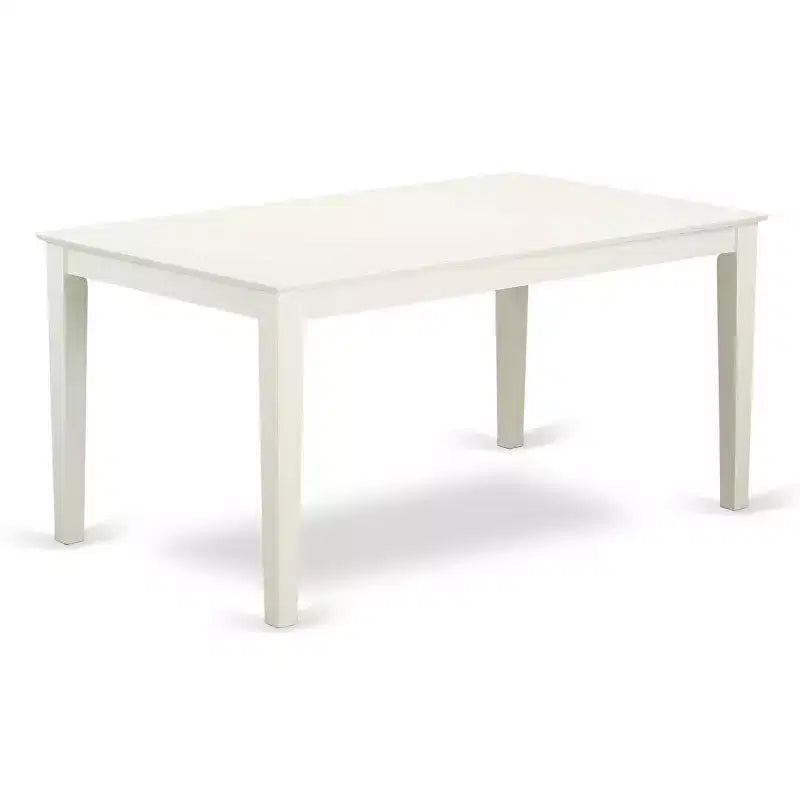 Mid-Century Dining Set - 7Pc Rectangular Table & 6 Chairs - White Finish