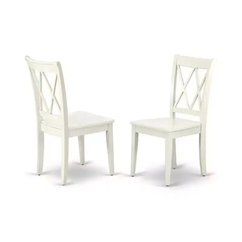 Mid-Century Dining Set - 7Pc Rectangular Table & 6 Chairs - White Finish