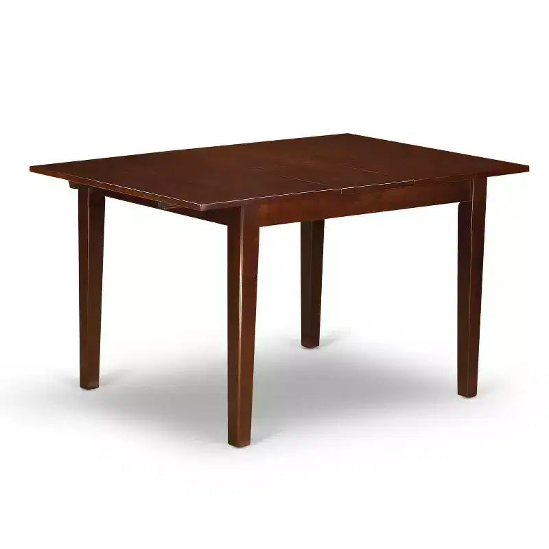 Dinette Set 5Pc Rectangle Table w/ Leaf & 4 Parsons Chairs - Brown Faux Leather