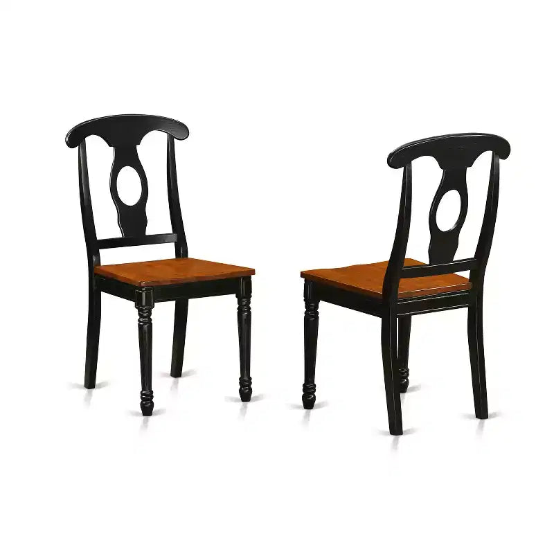 Kitchen Table Set 5 Piece - Round Dining Table & 4 Chairs - Modern Design - 42 Inch - Black & Cherry Finish