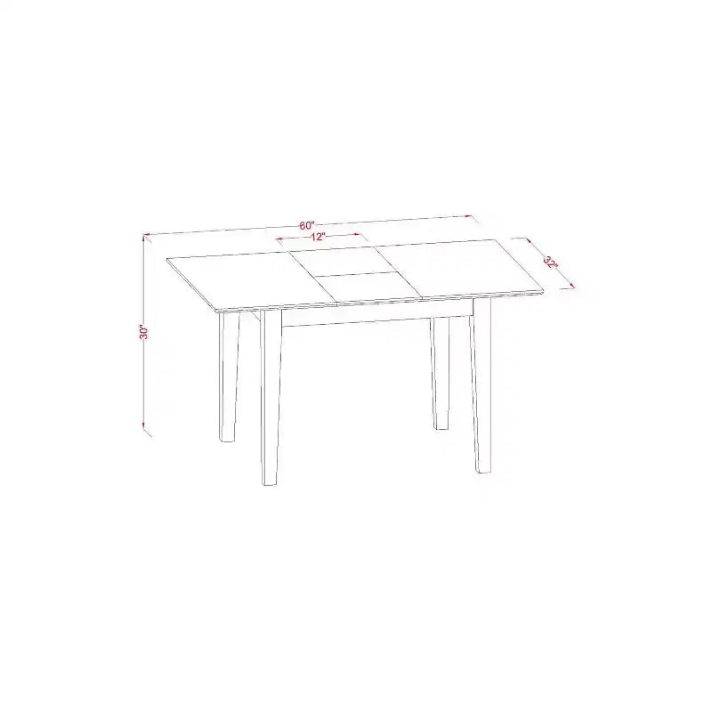 Rectangle Kitchen Table Set 5pc - 48/60 Table w/ Butterfly Leaf & 4 Chairs - Linen Fabric Cream