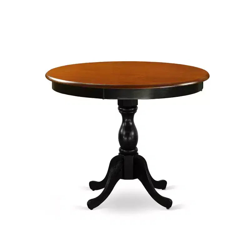 HomeStock 3-Piece Black and Cherry Finish Solid Wood Top-Dining Room Set-Seats 4