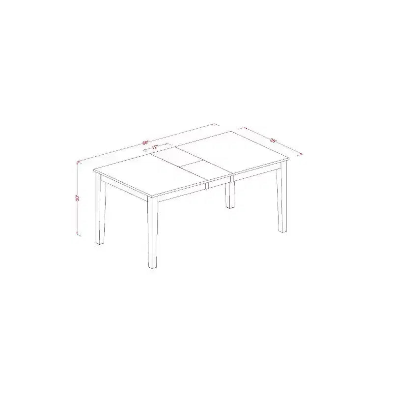 Nordic Dining Set - 6 Piece Kitchen Table & Chair Set - Black Cherry Finish - Rectangle Table with Bench
