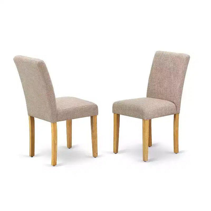 Square Dining Set 5Pc - 36 Inch Table w/ Parsons Chairs - Linen Fabric - Modern Farmhouse Style